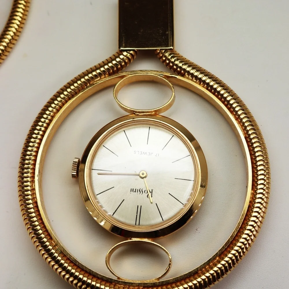 Vintage 1970s Rossini 17 Jewels Timepiece Necklace